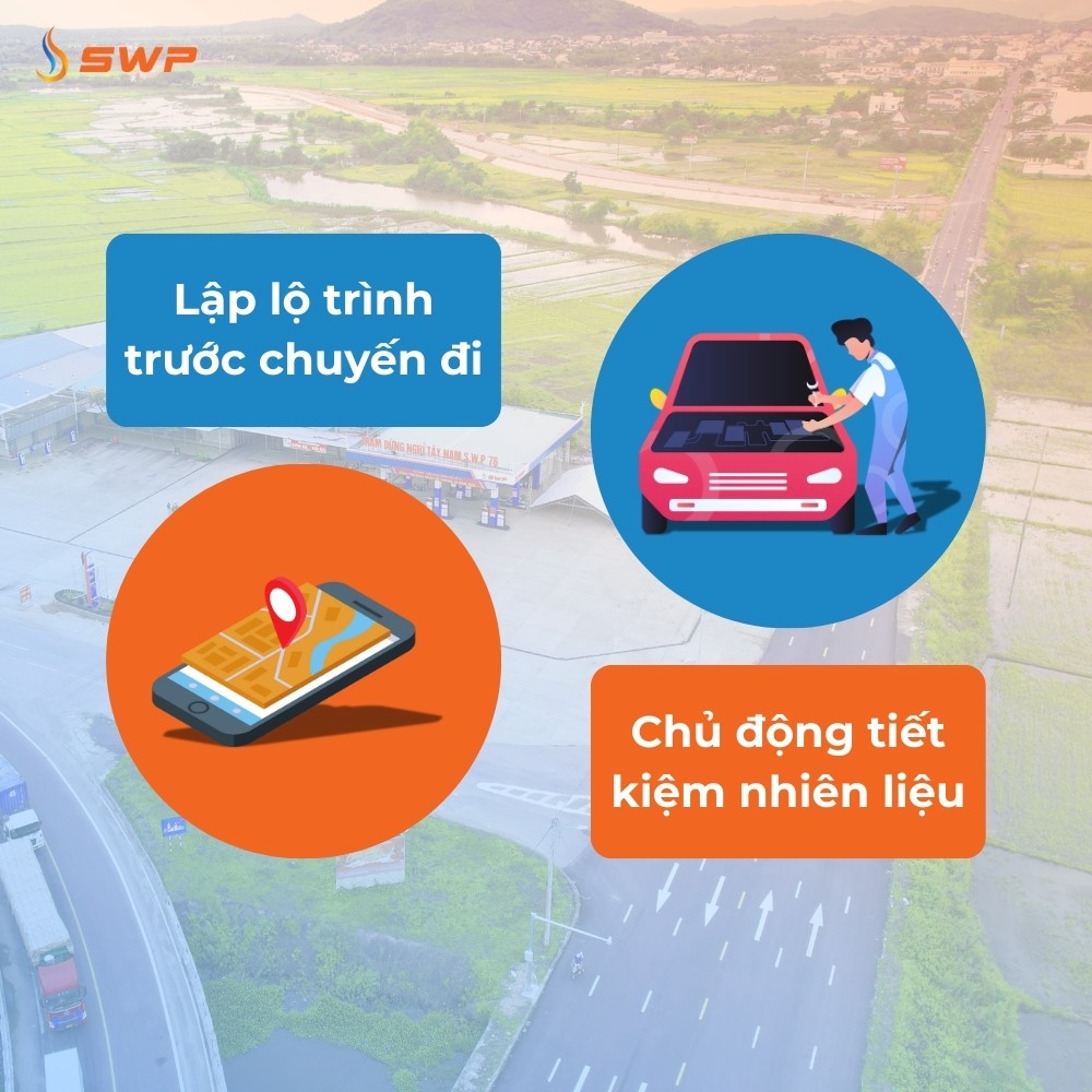 Lời khuyên trước chuyến đi xa: lập lộ trình chi tiết, bảo dưỡng xe, kỹ thuật lái xe tiết kiệm nhiên liệu.