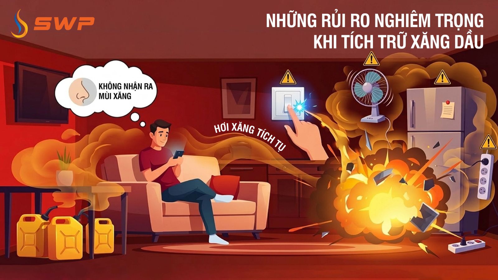 Ảnh minh họa nguy cơ cháy nổ do dự trữ xăng dầu tại nhà